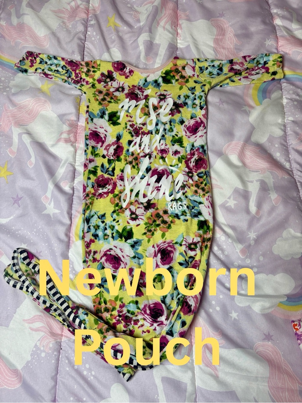Rags to Raches Yellow Floral Newborn Pouch